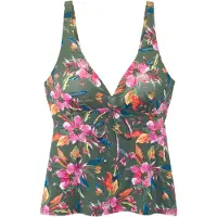 LASCANA Top per tankini oliva / arancione / rosa