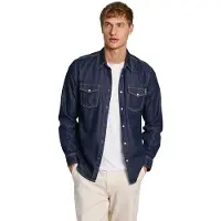 Pepe Jeans per uomo. PM308586BC3 Camicia in denim blu dalla vestibilità regolare (S), Casual, Cotone, Manica lunga, Sostenibile