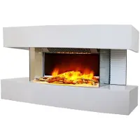 Chemin†™Arte - Caminetto elettrico da parete Lounge Medium Bianco 82 cm con effetto fiamme LED, riscaldamento programmabile, telecomando