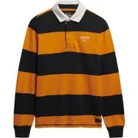 Superdry per uomo. M6010909A Polo da rugby arancione a righe atletiche vintage (S), Casual, Cotone, Manica lunga