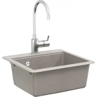 vidaXL Lavabo , composto per l'80% da quarzo e per il 20% da resina, dimensioni 470 x 440 mm, colore grigio