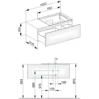 Keuco Mobiletto Edition 11 1050 x 350 x 535 mm a destra (apertura 705 mm) con 1 cassettone - vetro antracite / laccato opaco - 31154110000