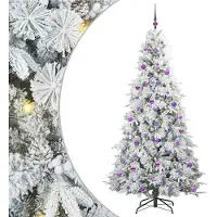 vidaXL Albero di Natale artificiale pieghevole bianco 210 cm PE e PVC