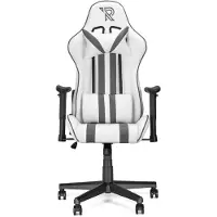 Ranqer Sedia da gaming Felix - Poltrona da gaming professionale - Sedia da gaming ergonomica - Braccioli 2D - Schienale regolabile a 180° con cuscino - Telaio stabile in nylon - Bianco / Grigio