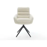 DELIFE Sedia girevole Abelia-Flex con braccioli in tessuto Teddy Beige Telaio a croce largo Nero Girevole a 360° Funzione dondolo
