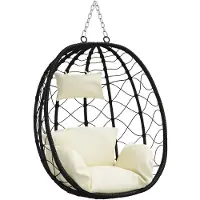 vidaXL Sedia a forma di uovo sospesa, in rattan sintetico, 91,5 x 54,5 x 107 cm, color crema