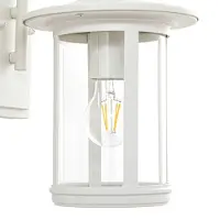LINDBY Applique da esterno Zayn, bianca, vetro, altezza 33 cm, IP23