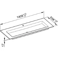 Keuco Lavabo in Vetroceramica Royal 60 1405 x 538 mm per rubinetteria a 1 foro - bianco - 32160311401