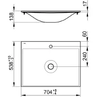 Keuco Lavabo in Vetroceramica Edition 11 705 x 538 mm per rubinetteria a 1 foro - bianco - 31140310701