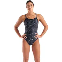 Arena Women's Fireflow Swimsuit Lightdrop Back Costume intero Donna (32, grigio/nero)