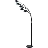 LINDBY piantana Jewa, nero, metallo, a 5 luci, E14