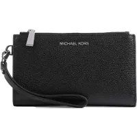 Michael Kors portafoglio da donna in vera pelle martellata e logo lettering nero
