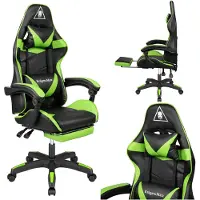 Krüger&Matz KM0790 Sedia da gioco con poggiapiedi GX-150, nera e verde