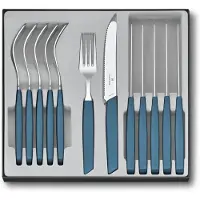 Victorinox Swiss Army Swiss Modern 6.9096.11W2.12, 12-pz set di posate con coltello da pomodoro, blu