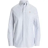 Ralph Lauren per donna. 211941508001 Camicia oxford Slim elasticizzata a righe bianco, blu (36), Casual, Cotone, Classico, Manica lunga