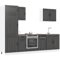 vidaXL Set di armadietti da cucina 7 pezzi Lucca in legno nero