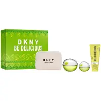 DKNY Be Delicious EDP 100ml Lozione corpo 100ml Miniatura 15ml Pochette — Eau de Parfum