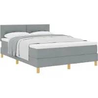 vidaXL Letto boxspring con cuscini , grigio chiaro, 140 x 190 cm, tessuto