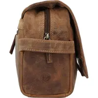 Greenburry Vintage Borsa da toilette Vera Pelle 27 cm marrone
