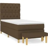 The Living Store Letto a molle con materasso marrone scuro 80x200 cm in tessuto