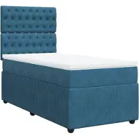 Syfax Giroletto a Molle con Materasso Blu Scuro 100x200 cm in Velluto