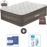 OEM Letto gonfiabile matrimoniale - 152 x 203 x 51 cm - Marrone - Con pompa - Biancheria da letto e kit di riparazione