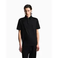 Emporio Armani per uomo. EM004588_AF10017 Polo con logo micro-aquila gonfio, nera (XXL), Nero, Casual, Manica corta, Lyocell