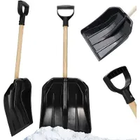 Kadax Pala da neve "Marlioz", pala da neve in plastica con impugnatura ergonomica a D, nera, 81 cm