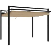 Syfax Gazebo da Giardino con Tetto Retrattile Tortora 3x3 m Alluminio