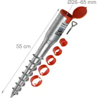 Relaxdays - Base a vite per ombrellone e stendibiancheria, da avvitare, per aste da 26-65 mm, tassello da terra, argento/rosso