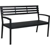 Relaxdays Panchina da giardino , a 2 posti, A x L x P: 88 x 128 x 59 cm, plastica e metallo, panchina da giardino, terrazza, balcone, nera