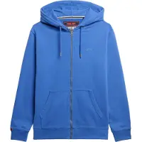 Superdry per uomo. M2014128A Felpa con cappuccio Essential Logo Zip-Up Blu (L), Casual, Cotone