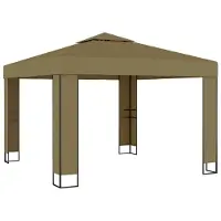 Syfax Gazebo con Tetto Doppio 3x3x2,7 m Grigio Talpa 180 g/m²