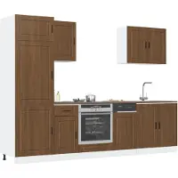 vidaXL Set di armadietti da cucina 7 pezzi Porto Brown in legno effetto rovere