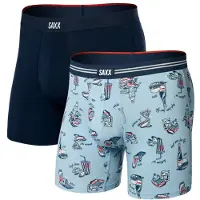 Saxx Vibe Xtra Boxer Brief Fly 2-Pack Intimo sintetico Uomo (XXL, blu)