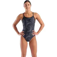 Arena Women's Fireflow Swimsuit Lightdrop Back Costume intero Donna (38, grigio/nero)