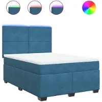 Syfax Giroletto a Molle con Materasso Blu 140x190 cm in Velluto