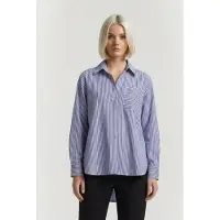 French Connection Stripe Popover Button Through Blue/wht Ticking Stp Taglia: 14 | Maglie a manica lunga Outlet | Donna | Blu