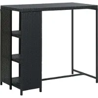 Syfax Tavolo da Bar con Ripiani Nero 120x60x110 cm in Polyrattan