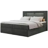 MKS Meble Letto boxspring 120x200 con LED, letto imbottito con testiera a LED - Materasso a tasche multiple - Letto matrimoniale - GOLD-5 - 120x200 - Grigio scuro - Struttura - H3