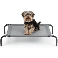 Lionto lettino per cani , comodo letto per cani da esterno con tessuto a rete, rialzato, arioso e resistente alle intemperie, 75x47 cm, grigio