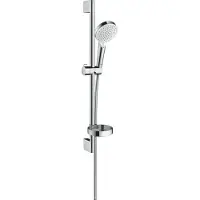 Hansgrohe Ensemble de douche Crometta Vario avec barre de douche 65 cm et porte-savon, blanc/chrome, 26553400, 26553400
