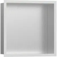 Hansgrohe XtraStoris Individual niche murale en acier inoxydable brossé avec cadre design, 300x300x100 mm, 56097700, 56097700