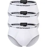 Emporio Armani per uomo. EM000258_AF14132 Set di 3 slip bianchi in maglia elasticizzata (S), Bianco, Homewear, Cotone
