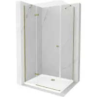 Mexen Roma cabina doccia inclinabile 80 x 100 cm, trasparente, oro + piatto Flat - 854-080-100-50-00-4010