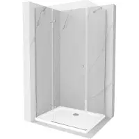 Mexen Roma cabina doccia a battente 110 x 90 cm, trasparente, cromo + piatto doccia Flat - 854-110-090-01-00-4010