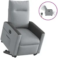 vidaXL Poltrona relax con ausilio per l'alzata in tessuto grigio chiaro elettrico