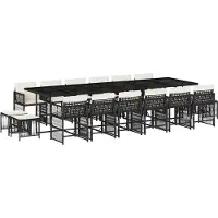 vidaXL set da pranzo da giardino da 17 pezzi con cuscini in polirattan nero