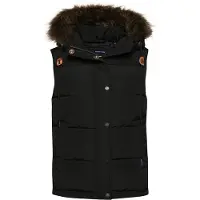 Superdry per donna. W5011395A Gilet in pelliccia sintetica Everest Nero (XS), Casual, Poliestere