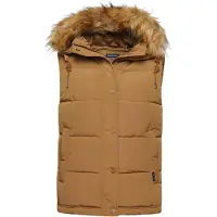 Superdry per donna. W5011395A Gilet in ecopelliccia beige Everest (S), Casual, Poliestere